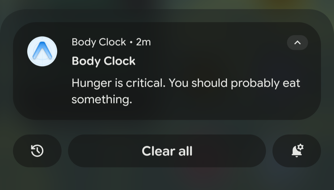 Body Clock notification